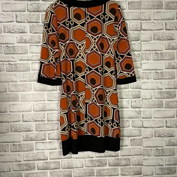 Sage Blu Vintage Rust Orange Black Cream Dress Size Medium M - Picture 8 of 10